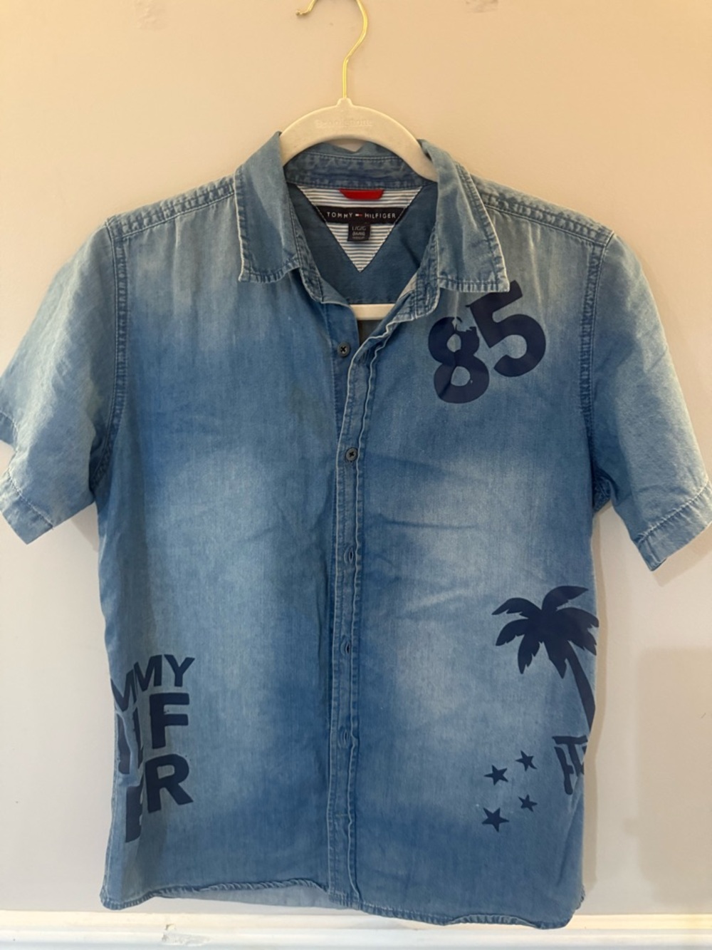 Tommy Hilfiger Blue Short-Sleeve Denim Shirt